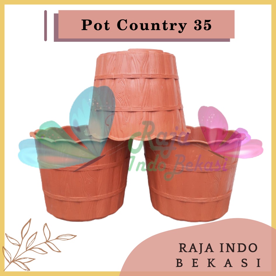 Pot Shallom Country 35 Merah Bata Coklat Terracotta Terakota Orange