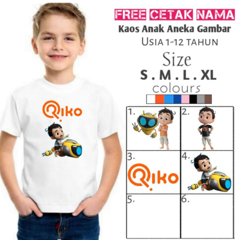 Baju Kaos anak Riko/kaos Riko anak/kaos aneka gambar/baju anak laki laki