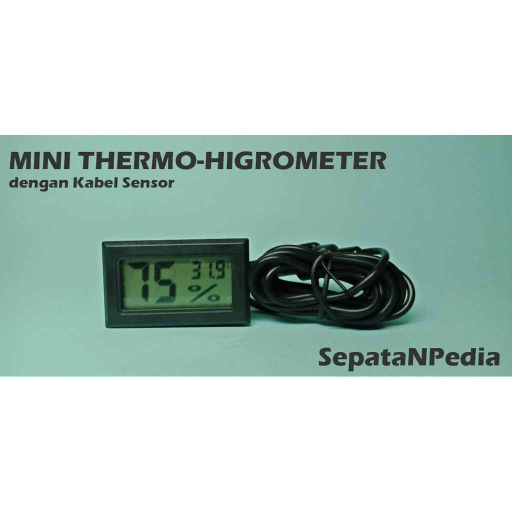 Mini Thermometer Higrometer dengan Kabel Sensor