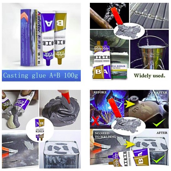 LEM METAL BESI CAMPUR Lem Super Glue A+B Metal Repairing Adhesive Sealant Welding Glue 100g K9119 HT5 SW-15 8896 809