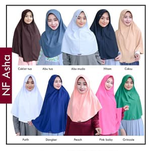 Jilbab PROMO !! JIlbab Instan Bergo Nafisa ASHA | Hijab Jumbo Kaos Instan Khimar Syari Bergo Kerudung Instan Kaos Polos Panjang-8