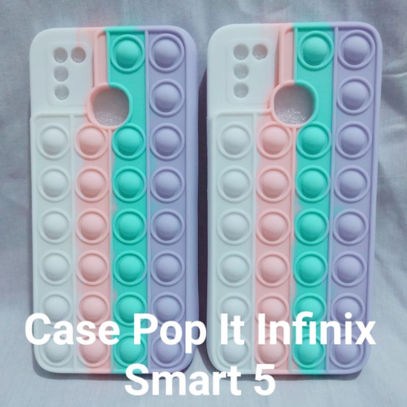 Case Infinix Smart 5 Kesing Smart 5 Casing Infinix Smart 5 Softcase Pop It Rainbow White Putih Warna