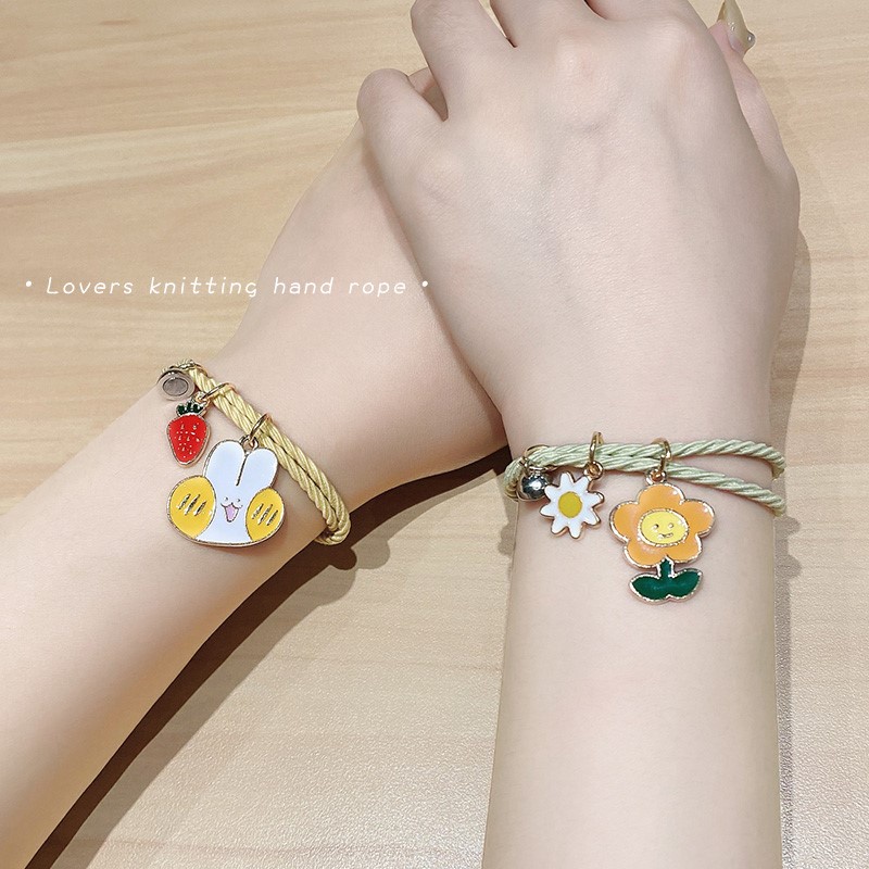 (2 pcs)kartun lucu gelang couple busana sederhana gaya Korea