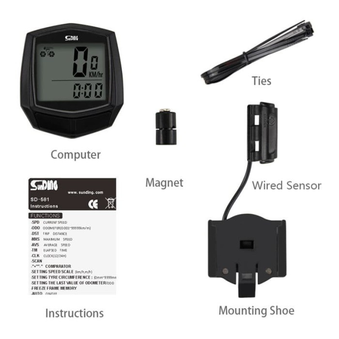 GOOD Spedometer Odometer Sepeda Speedometer Alat Ukur Kecepatan monochrome