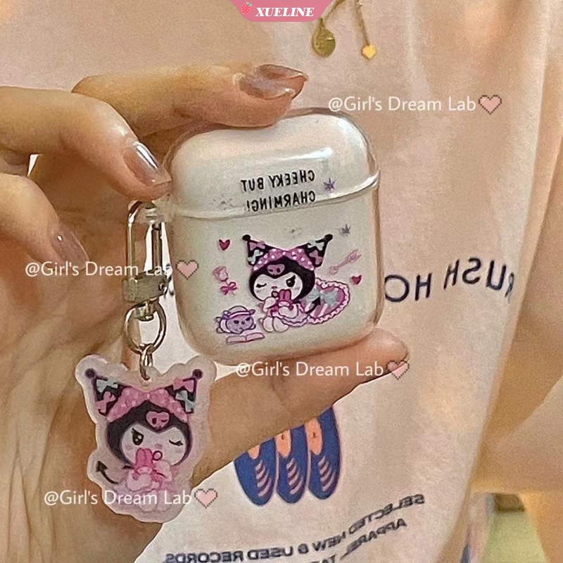 Cover Pelindung Bahan Silikon Motif Kartun Love Kuromi Untuk AirPods 1 2 Pro