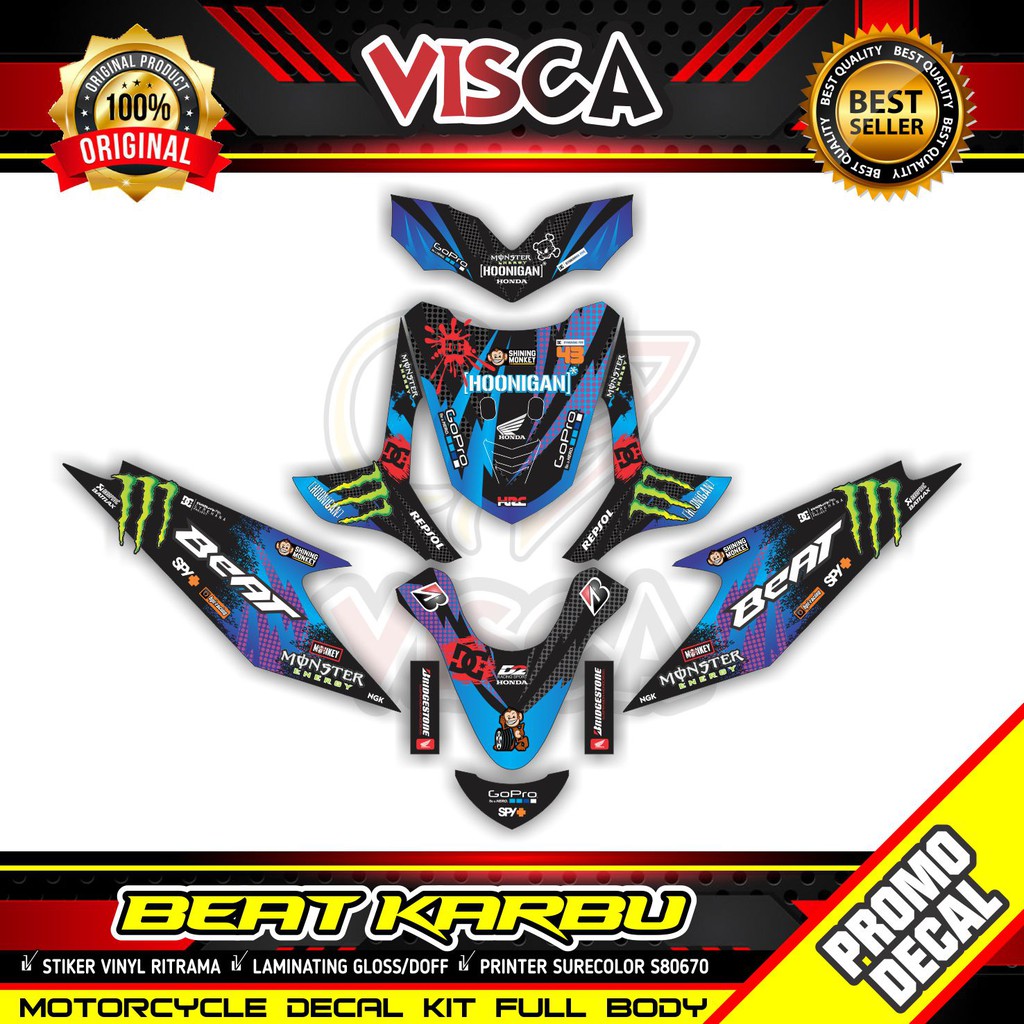 Decal Beat Karbu Full Body Stiker Beat Karbu Full Body Striping Beat Karbu Lama Variasi Terbaru Stri