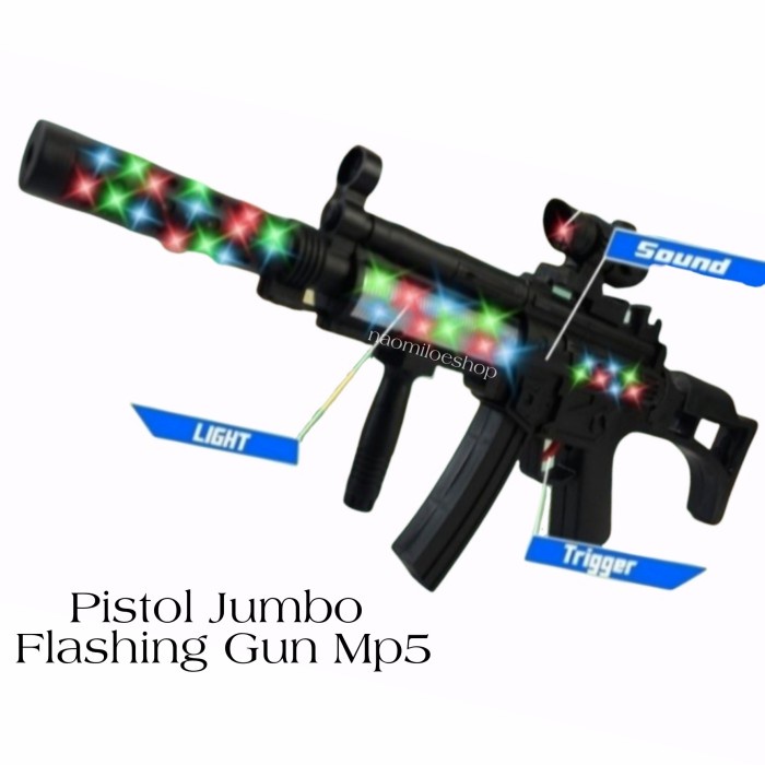 50Njg0 Mainan Pistol Anak Flashing Gun Mp5 Mainan Tembakan Laser 17447A - Mi6 Flashinggun y6021Fd