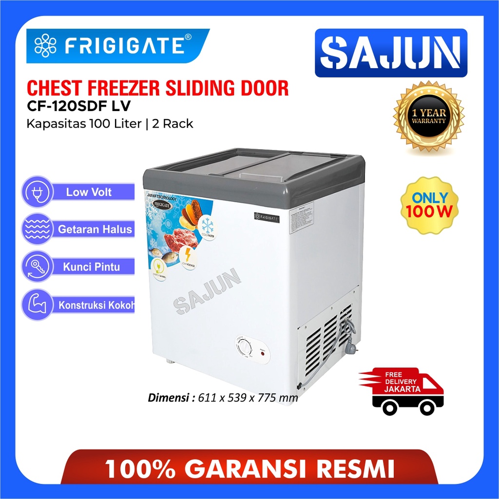 Frigigate CF-120SDF LV Chest Freezer Sliding Door Flat 100 Liter CF120