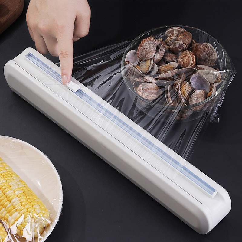 Hot Sale/Cling Wrap Dispenser/Kotak Pemotong Cling Film Kemasan Makanan/Plastic Wrap Cutter/Roll Box Plastic Cling Film Cutter Alat Dapur