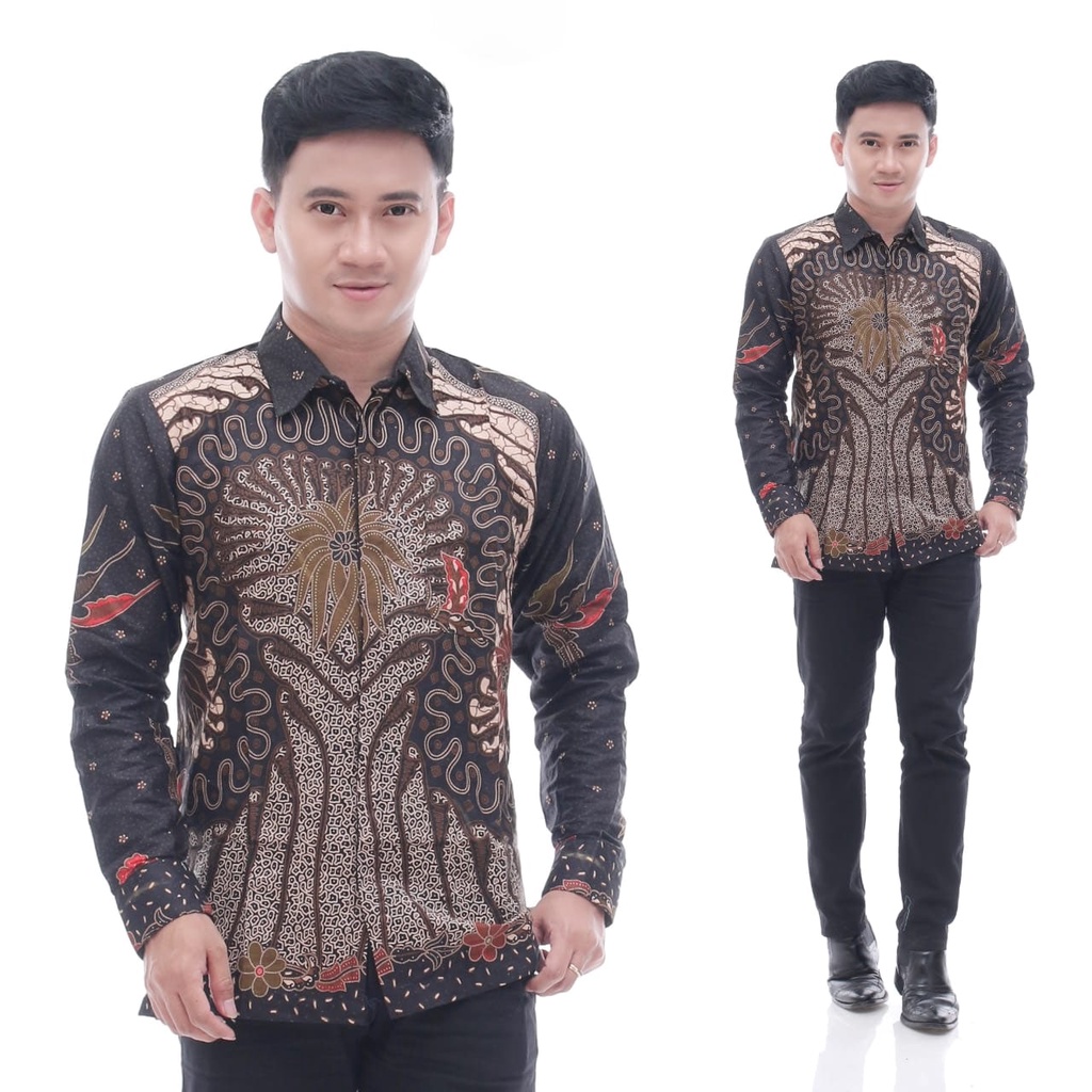 pakaian pria atasan batik lengan panjang size M L XL 9teng batik jambi