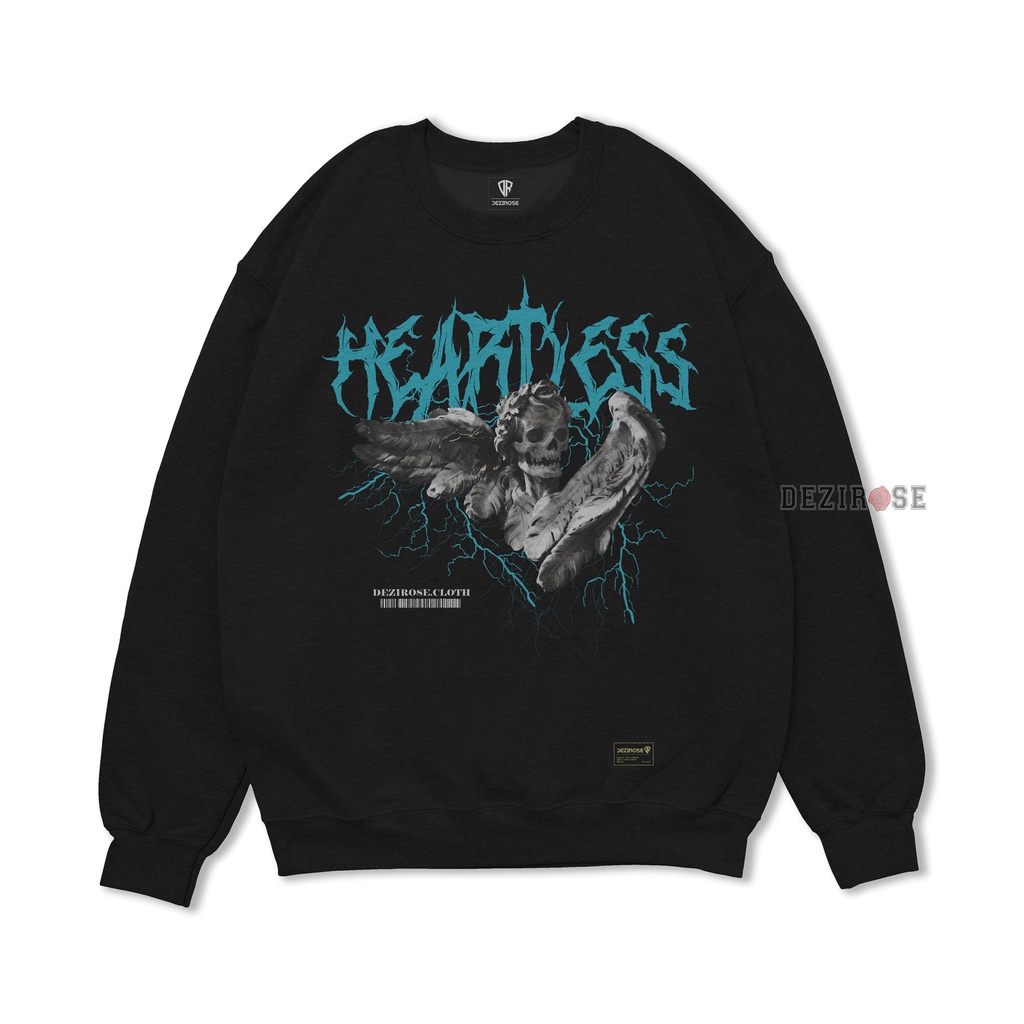 DEZIROSE Sweater Crewneck Pria Distro Heartless Fleece Tebal Premium Size M-XXL