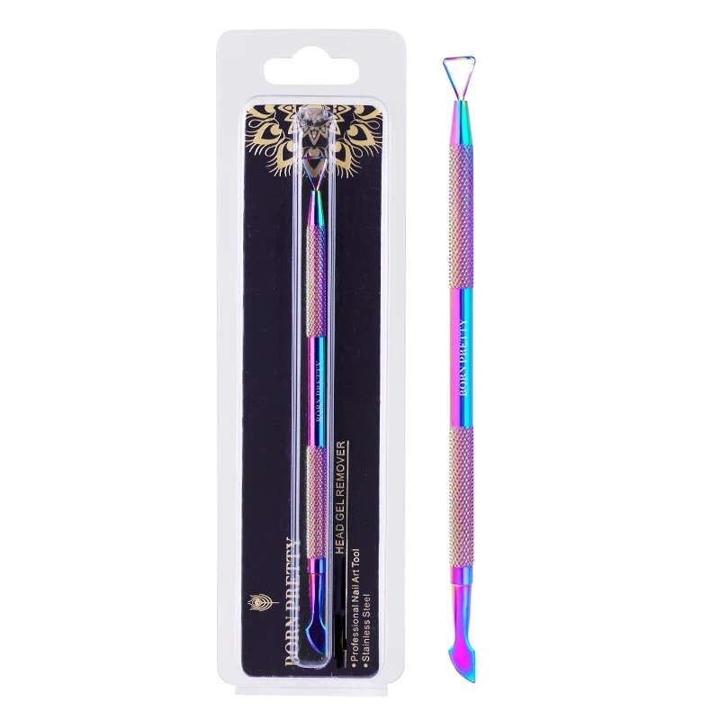 BORN PRETTY RAINBOW GEL REMOVER CUTICLE PUSHER STAINLESS STEEL NAIL ART TOOL