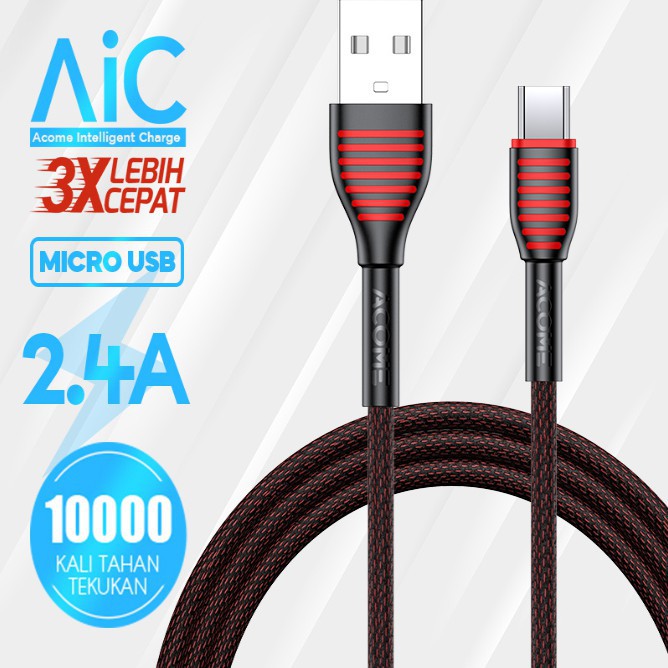 KABEL DATA MICRO USB ACOME FAST CHARGING ASM-010 GARANSI RESMI