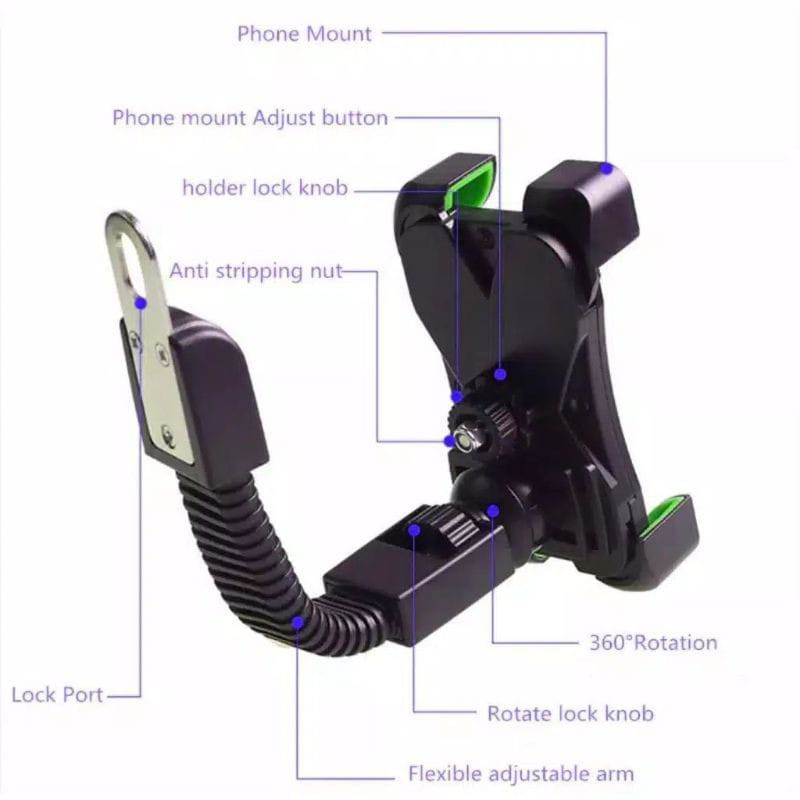 Holder Handphone Spion Motor HM-15 Phone Holder Stang Sepeda HM-16 Jepit Universal Kuat dan Kokoh