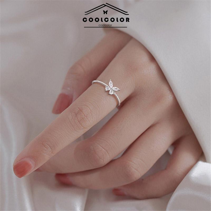 COD❤️Cincin Kupu-Kupu Wanita Korea Anti Karat Dan Anti Luntur Model Terbuka DesainAksen Berlian Untuk  Fashion Aksesoris Murah