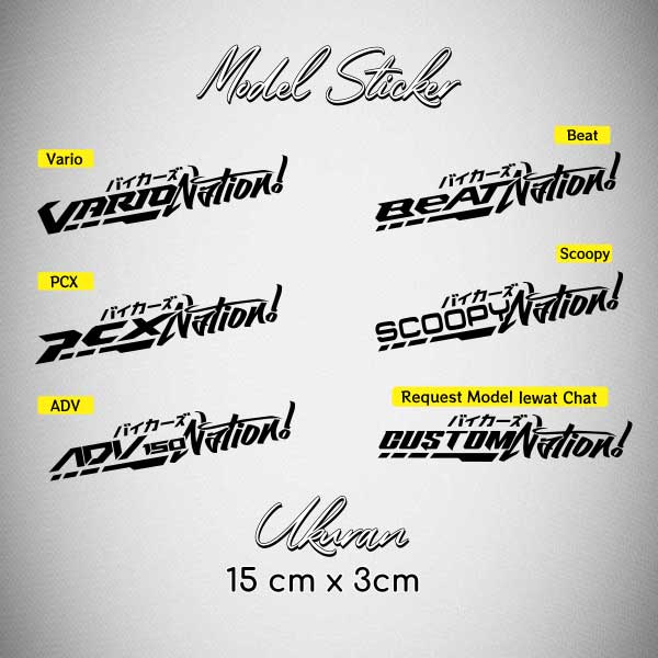 Stiker Vario Nation / Sticker Motor Nation Vario Beat ADV PCX Costum / Stiker Costum Nation / Sticker Chrome Vario Beat ADV PCX Nation Glossy Waterproof / Sticker Hologram Vario ADV PCX Beat Nation