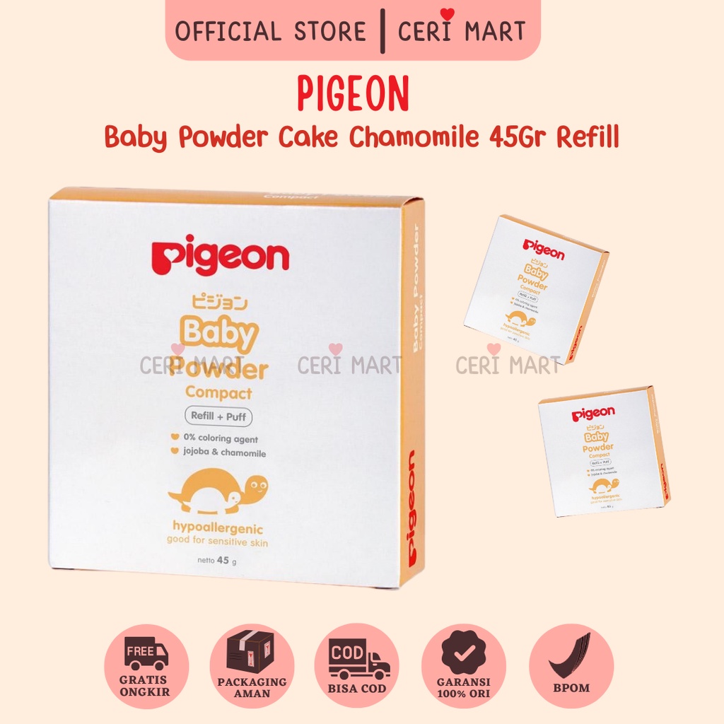 PIGEON Baby Powder Cake Chamomile 45Gr Refill | Bedak Padat Bayi