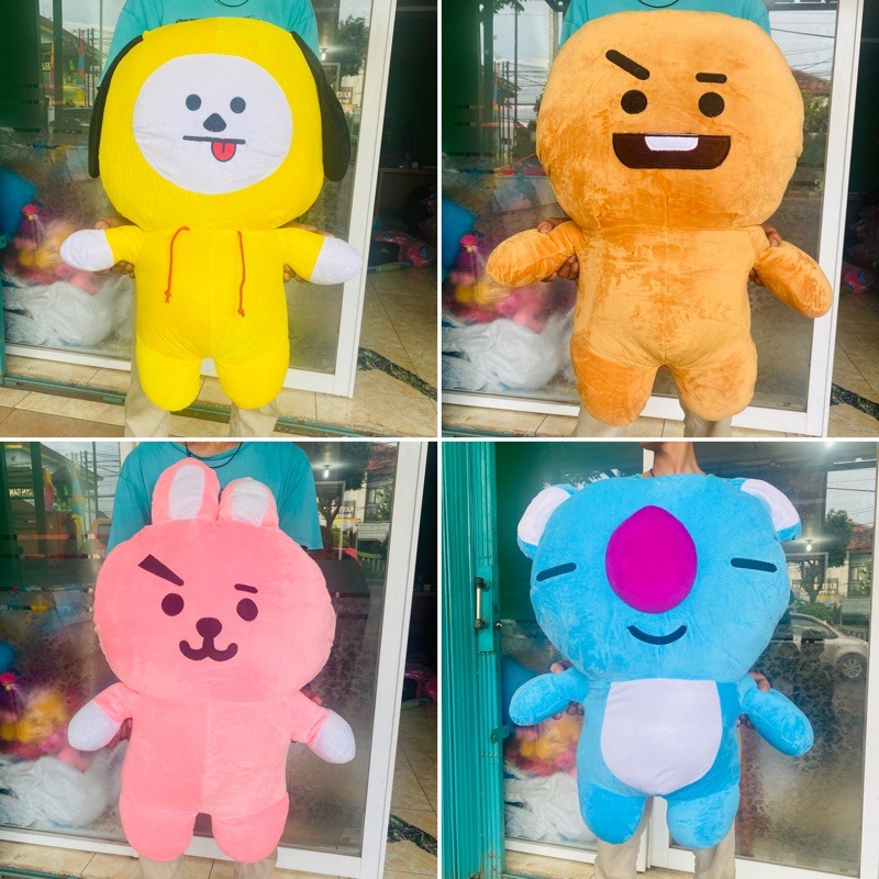 Boneka BTS BT21 UnofficiaI Jumbo Cooky Chimmy Koya Shooky Tata Tinggi 80cm Berlabel SNI