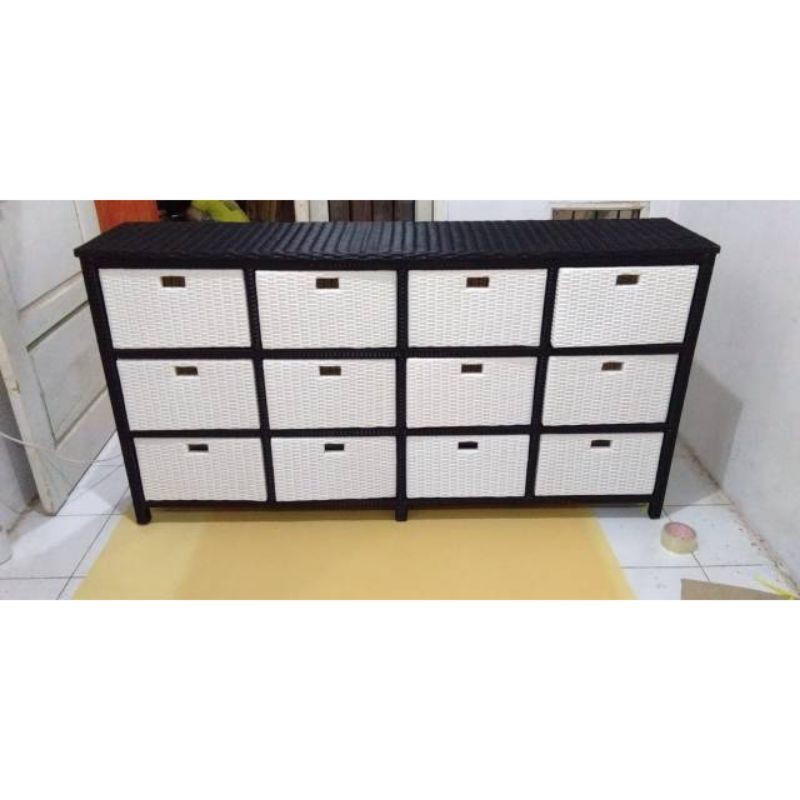 lemari 12 laci rotan sintetis