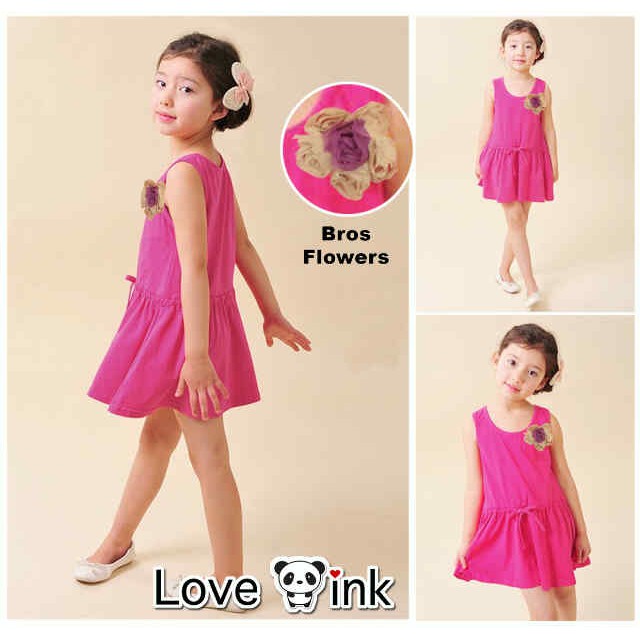 DRKD47 - Dress Anak Pink Bros Flower