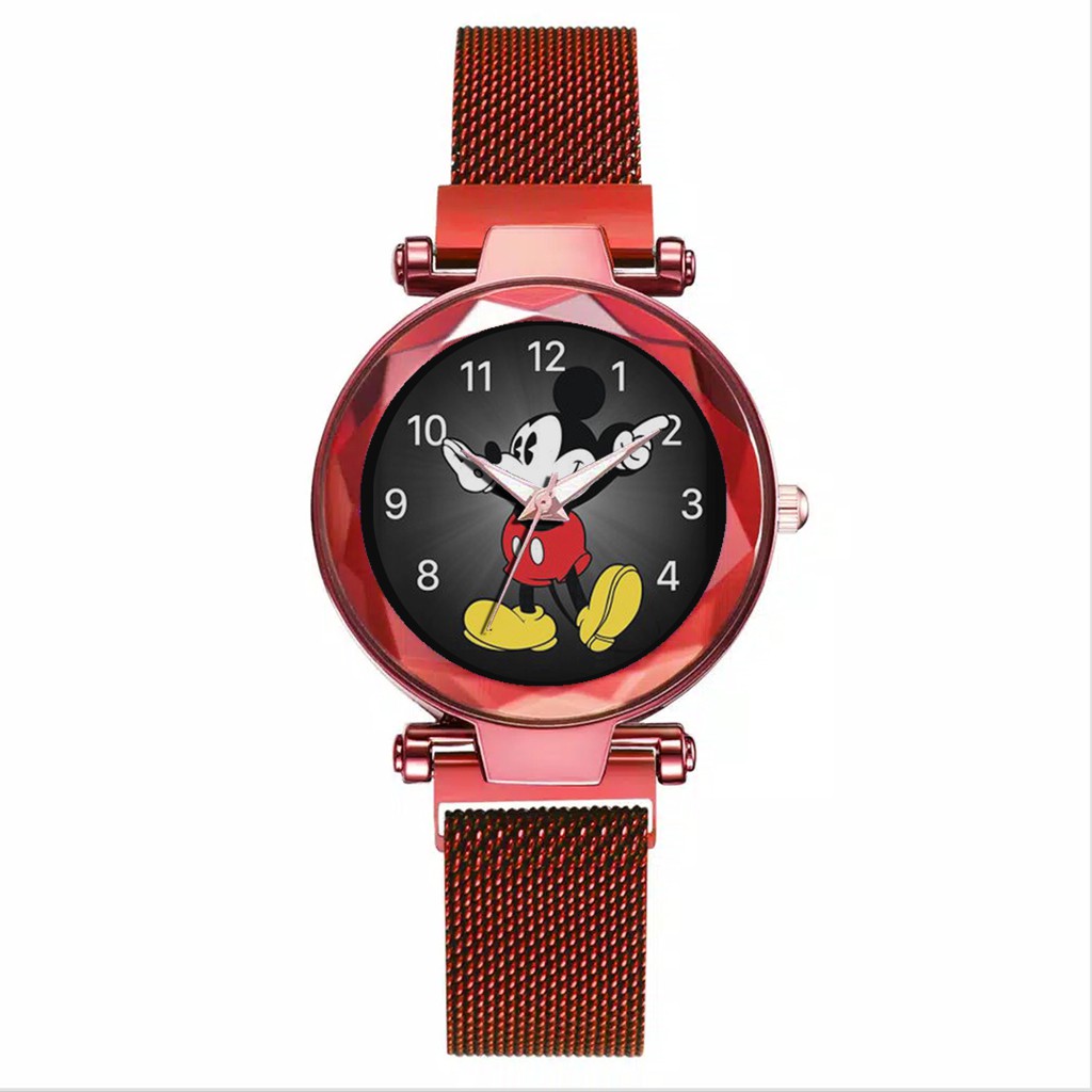 Jam Tangan Wanita Custom - MICKEY MOUSE MOTIF 1 Free Box &amp; Batre Cadangan