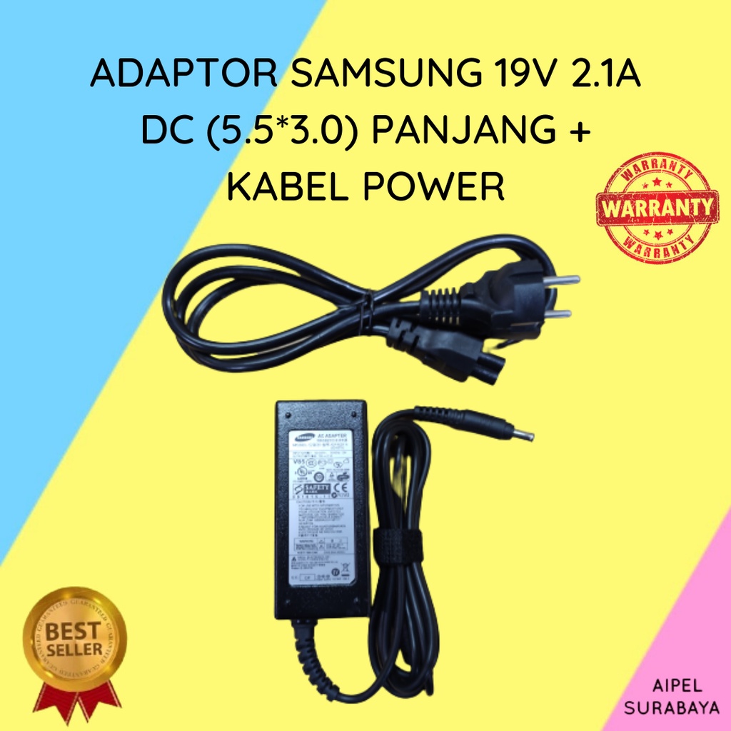 SAMSUNG19215530PKP | ADAPTOR SAMSUNG 19V 2.1A DC (5.5*3.0) PANJANG + KABEL POWER