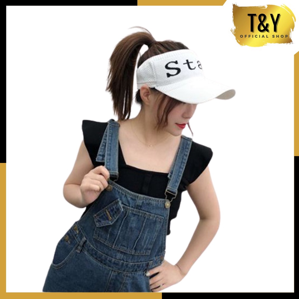 T&amp;Y  Topi Golf Tennis Rajut Katun Elastis Import Letter STAR AND SPORT Sun Visor Hat Topi Olahraga#Bisa COD