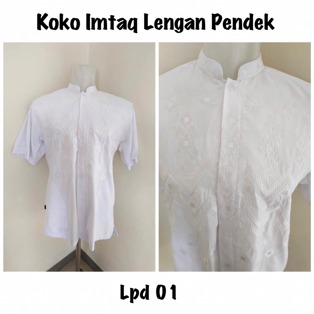 BAJU KOKO KATUN DEWASA IMTAQ EXCLUSIVE PUTIH SENADA LENGAN PENDEK