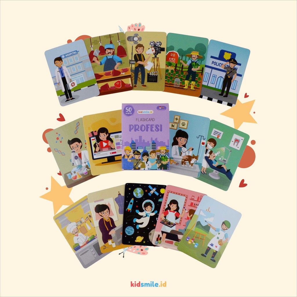 Flash Card Kidsmile PROFESI Flashcard Anak Mainan Edukasi Anak Flash Card Anak Flashcard Kidsmile