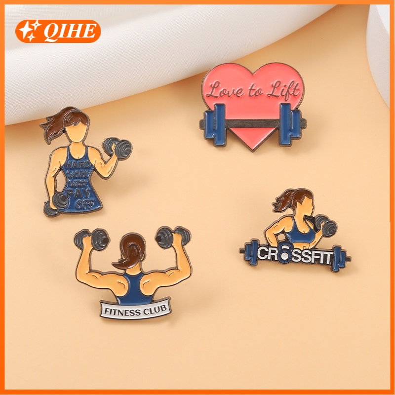 Bros Pin Enamel Desain Olahraga Bodybuilder 4 Gaya Untuk Hadiah