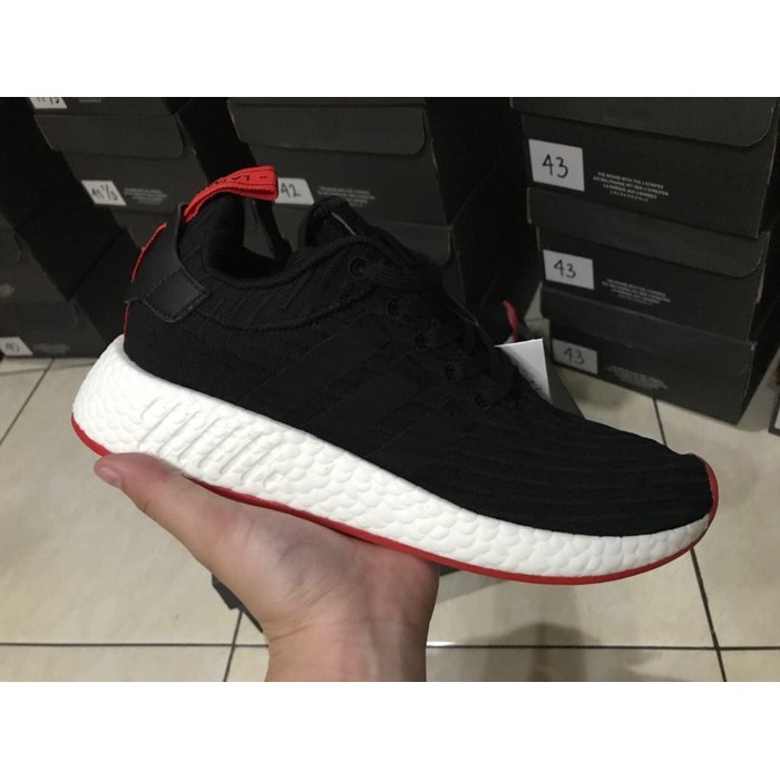 Sale Sepatu Sport Adidas NMD R2 Black Red Primeknit Premium Original / Sepatu Adidas BIG SIZE
