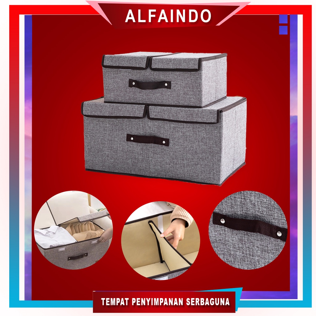 Alfaindo Storage Box Baju Tempat Penyimpanan Pakaian Keranjang Medium atau Large USB002