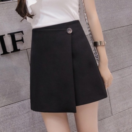 【Blossom】Korean Irregular Button  High Waist Wrap  Mini Skirt 7275