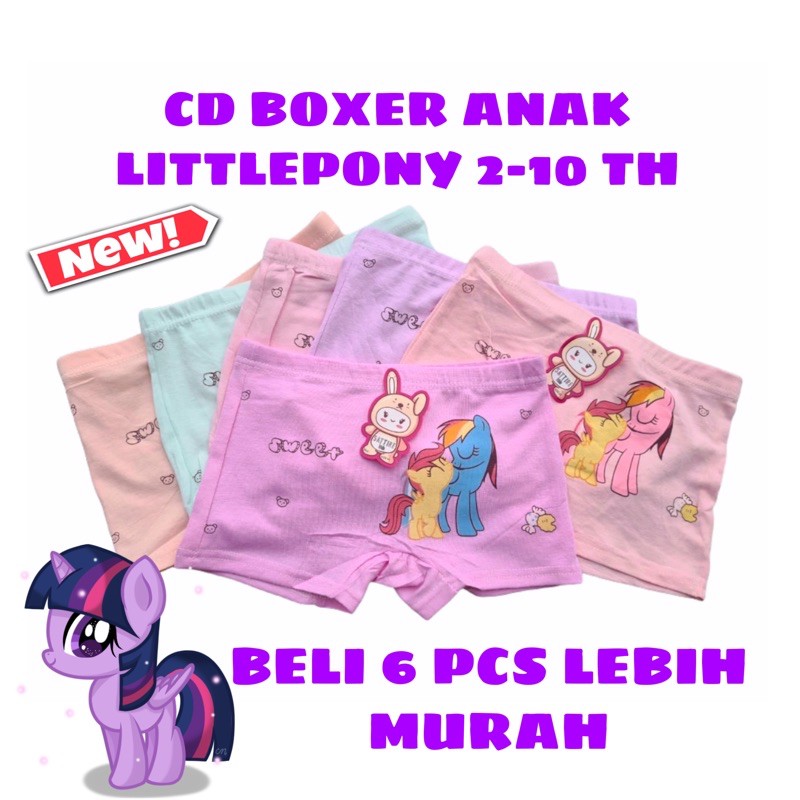 6 PCS CELANA DALAM ANAK PEREMPUAN LITTLEPONY / CD ANAK PEREMPUAN MURAH / BOXER ANAK PEREMPUAN