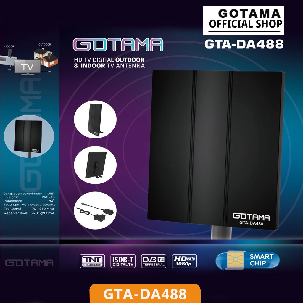 Gotama Antena Digital Indor Dan Outdor GTA-DA488 Multifungsi Gotama