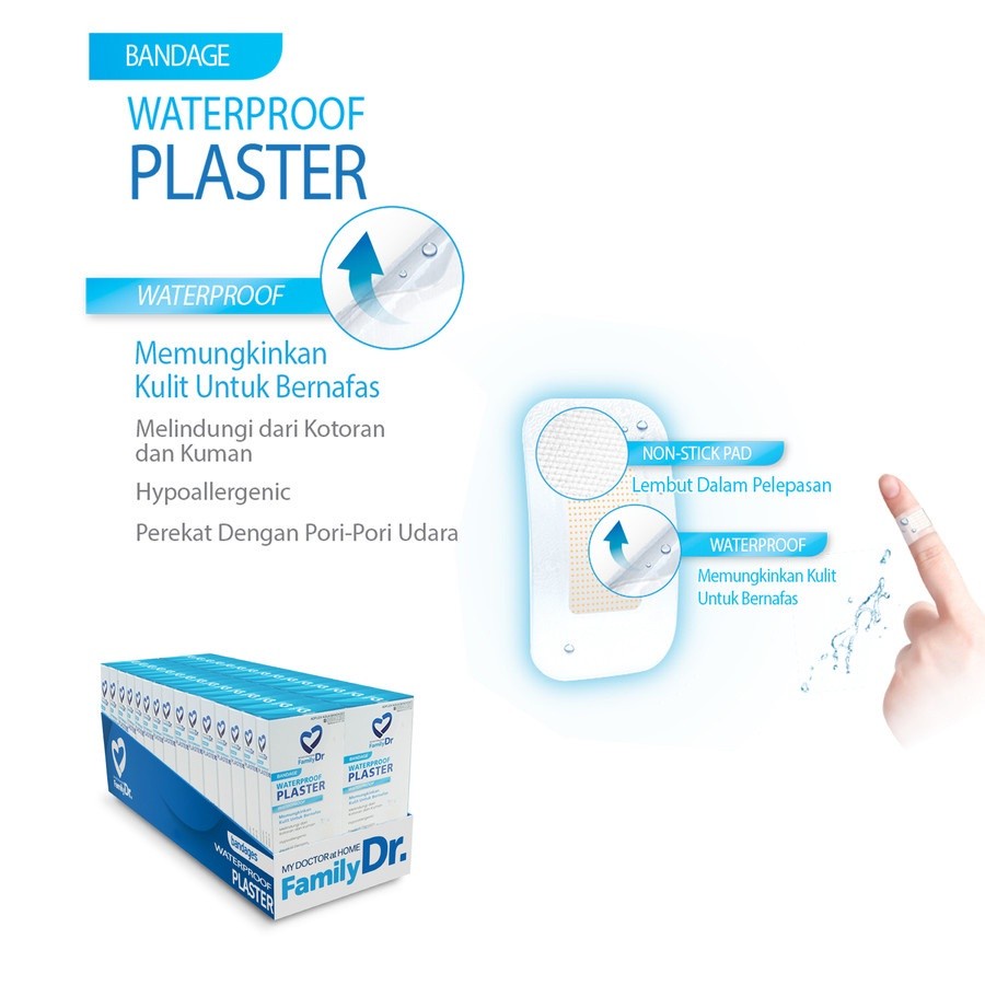 plester family dr isi 10 pcs plester anti air - Plester Luka Box Kecil isi 10pcs - Plaster Luka