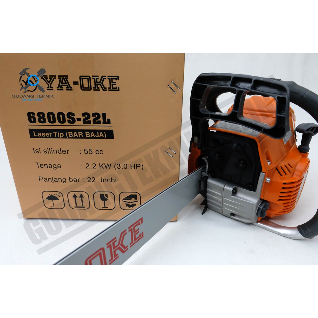 Mesin Gergaji Kayu Chainsaw 22&quot; YA OKE 6800S Laser / Mesin Potong Kayu 22 Inch 6800 - Chain Saw 6800 YA OKE