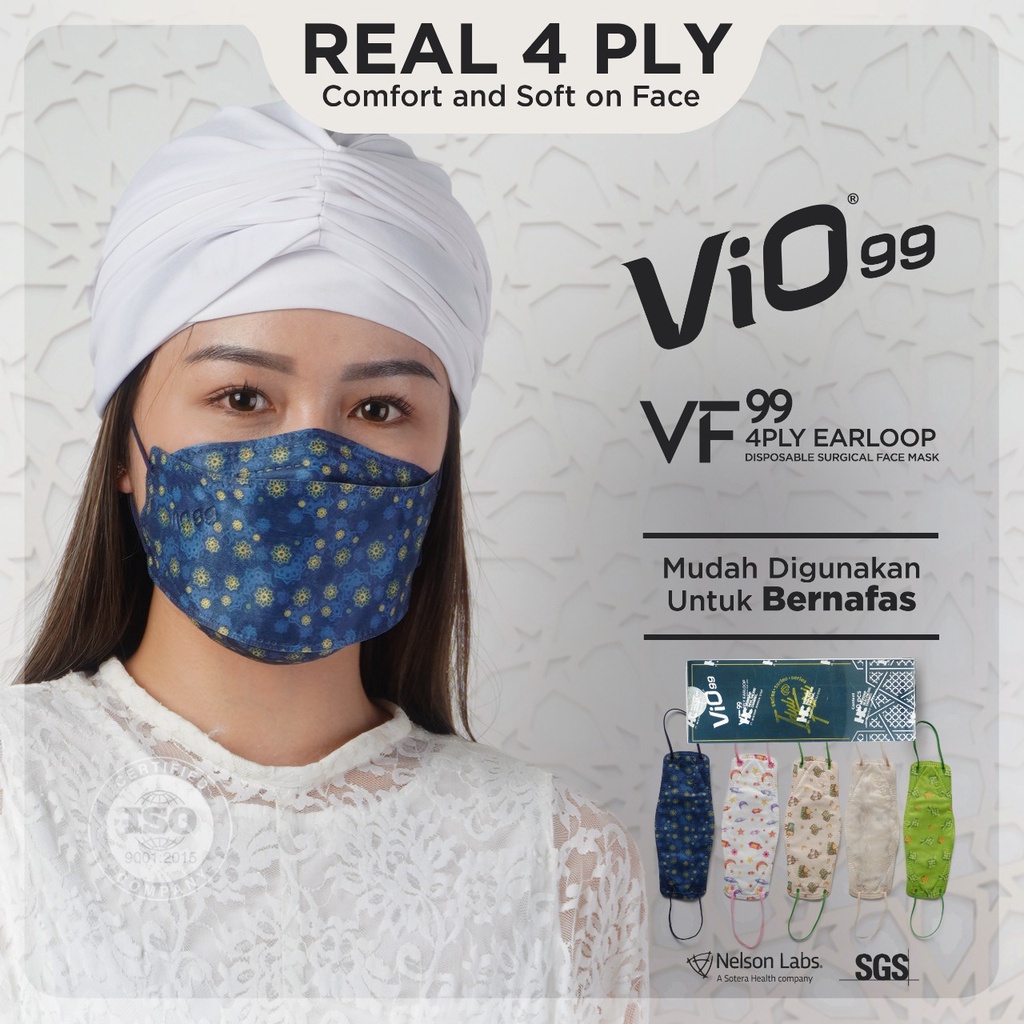 Vio VF99 Mask '10S 4 Ply Earloop Idul Fitri EDISI RAMADHAN DAN LEBARAN - ISI 10 MIX MOTIF FILTERASI 99% MASKER ISLAMI SPECIAL EDITION