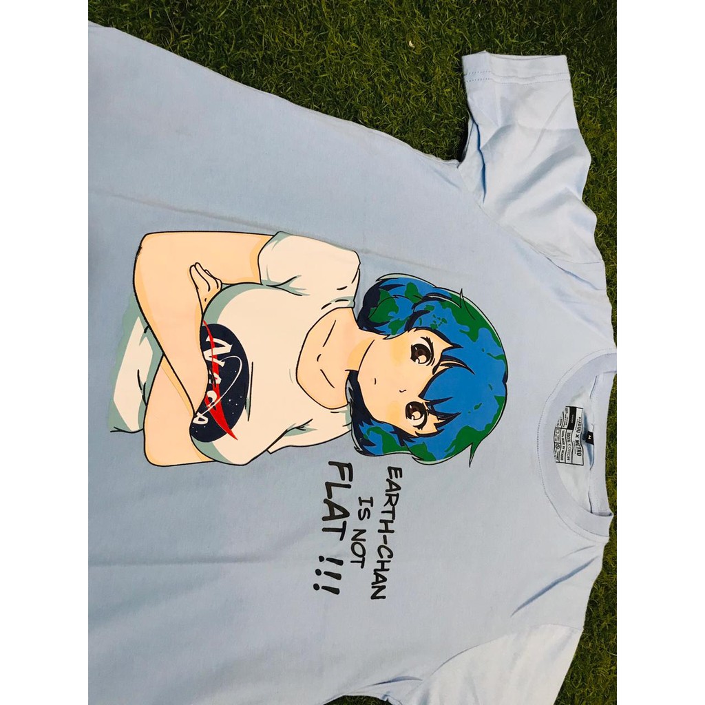 Tshirt Anime Earth chan is not Flat!