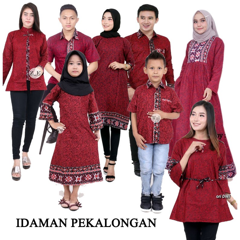  BAJU  BATIK  COUPLE KELUARGA GAMIS KEMEJA 2 ANAK  CEWEK DAN 