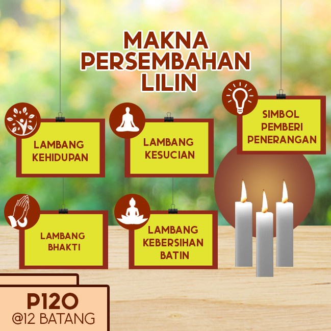 Lilin Batang Sembahyang Sukhavati P120 Putih