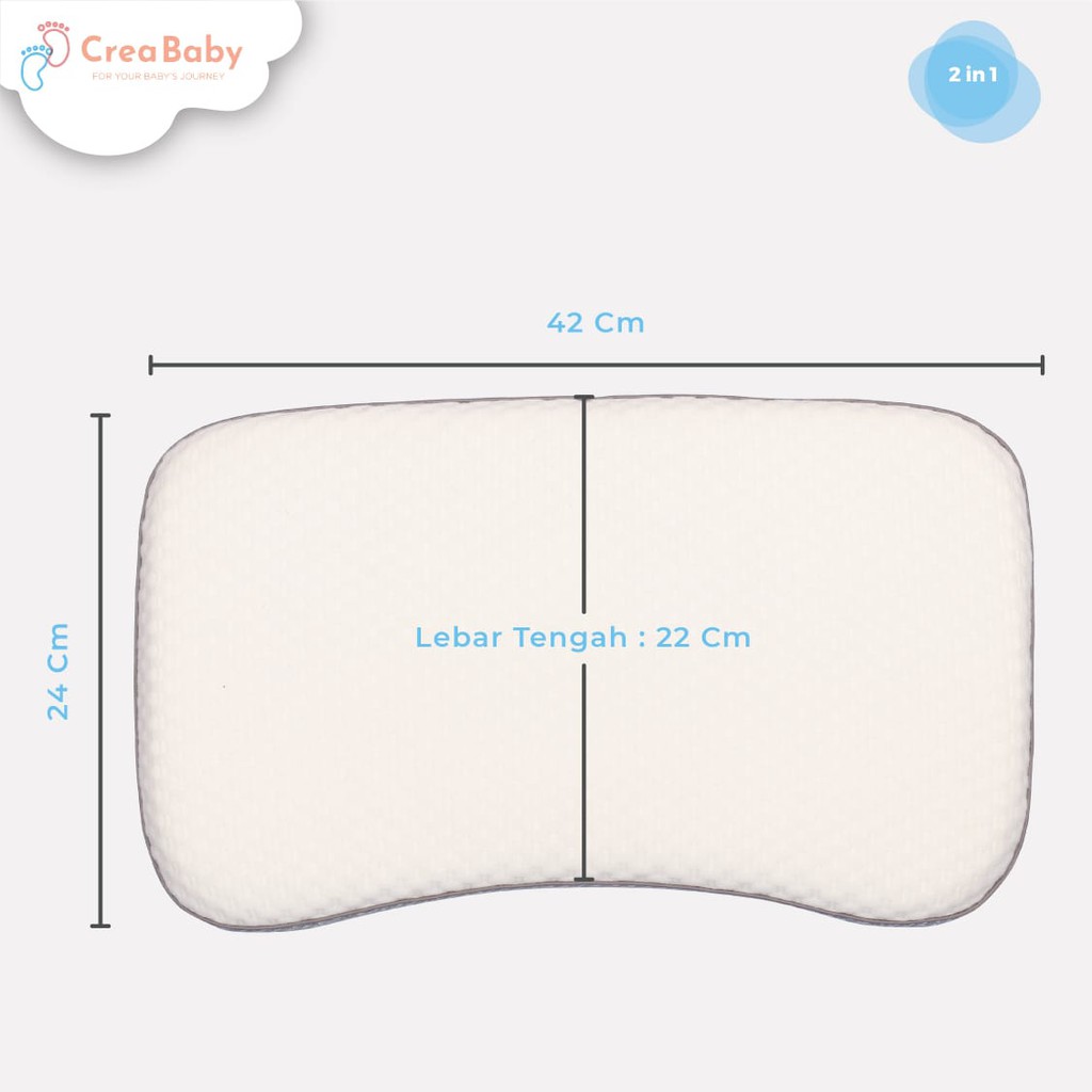 Crea Baby Cotton Soft Memory Foam Character- Bantal Peyang Bayi Karakter