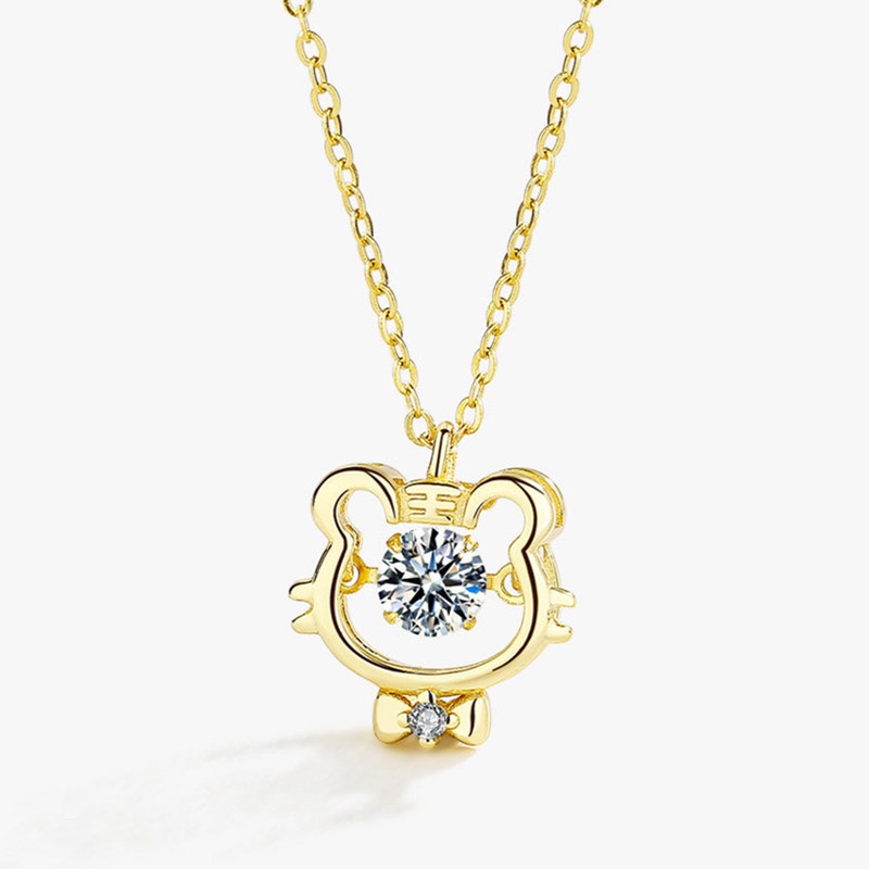 Fancyqube Fancycube Kalung Rantai Klavikula Liontin Pita Harimau Bahan Zirkon Untuk Pria Dan Wanita