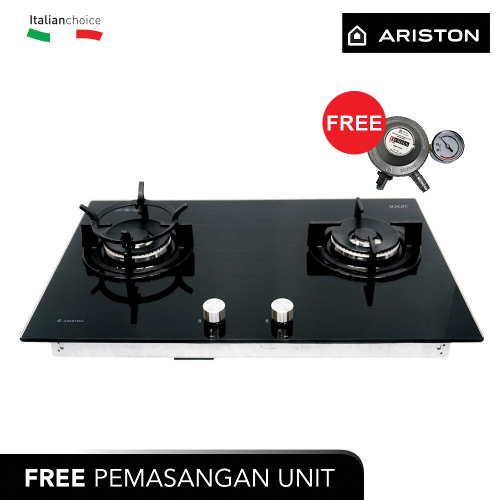 ARISTON Kompor Tanam 76 Cm DD7622W/A(BK)I, 2 Pembakar Gas | Shopee