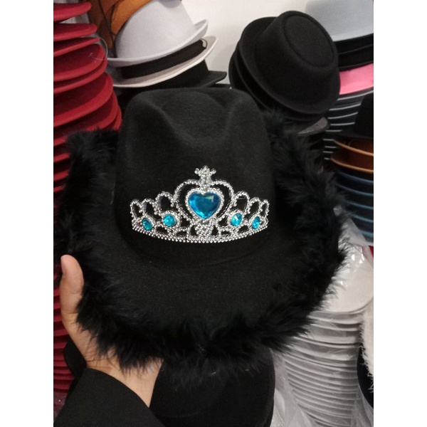 Topi cowboy cowgirl black y2k