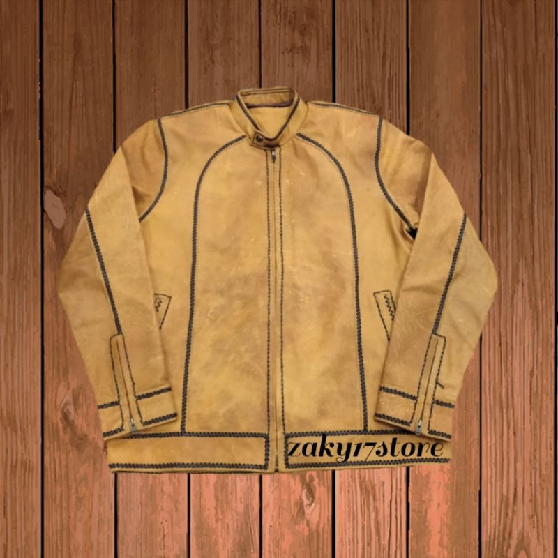 jaket kulit asli pria model sulam original asli garut
