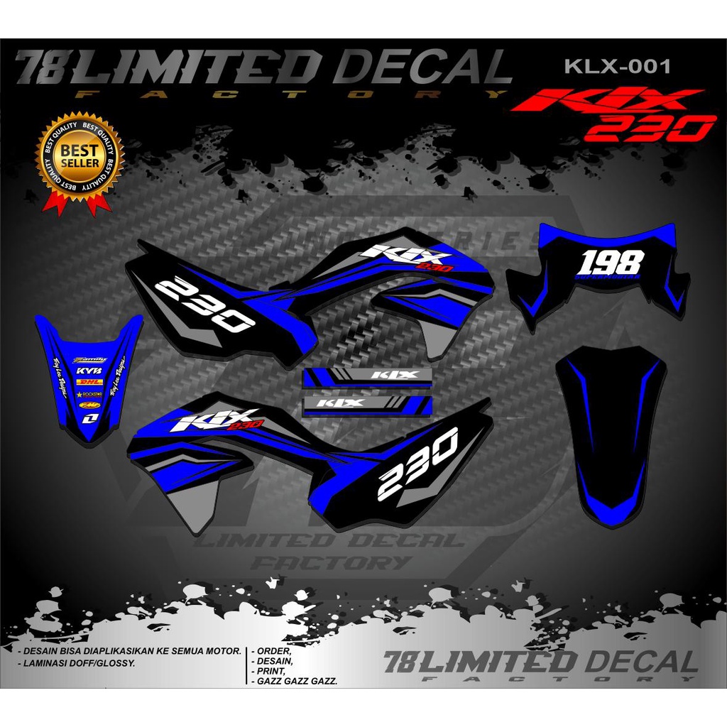 Decal KLX 230 Full Body, Stiker Dekal KLX 230 Full Body (Kode 001)