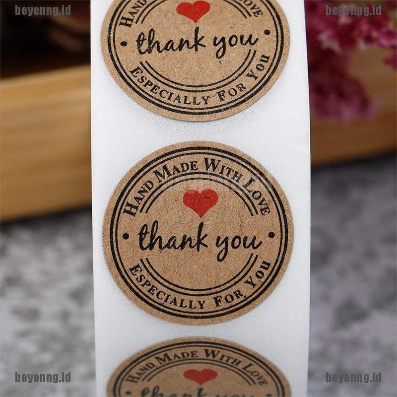 Bey 500pcs Stiker Label Bulat Tulisan Thank You Untuk Dekorasi Hadiah