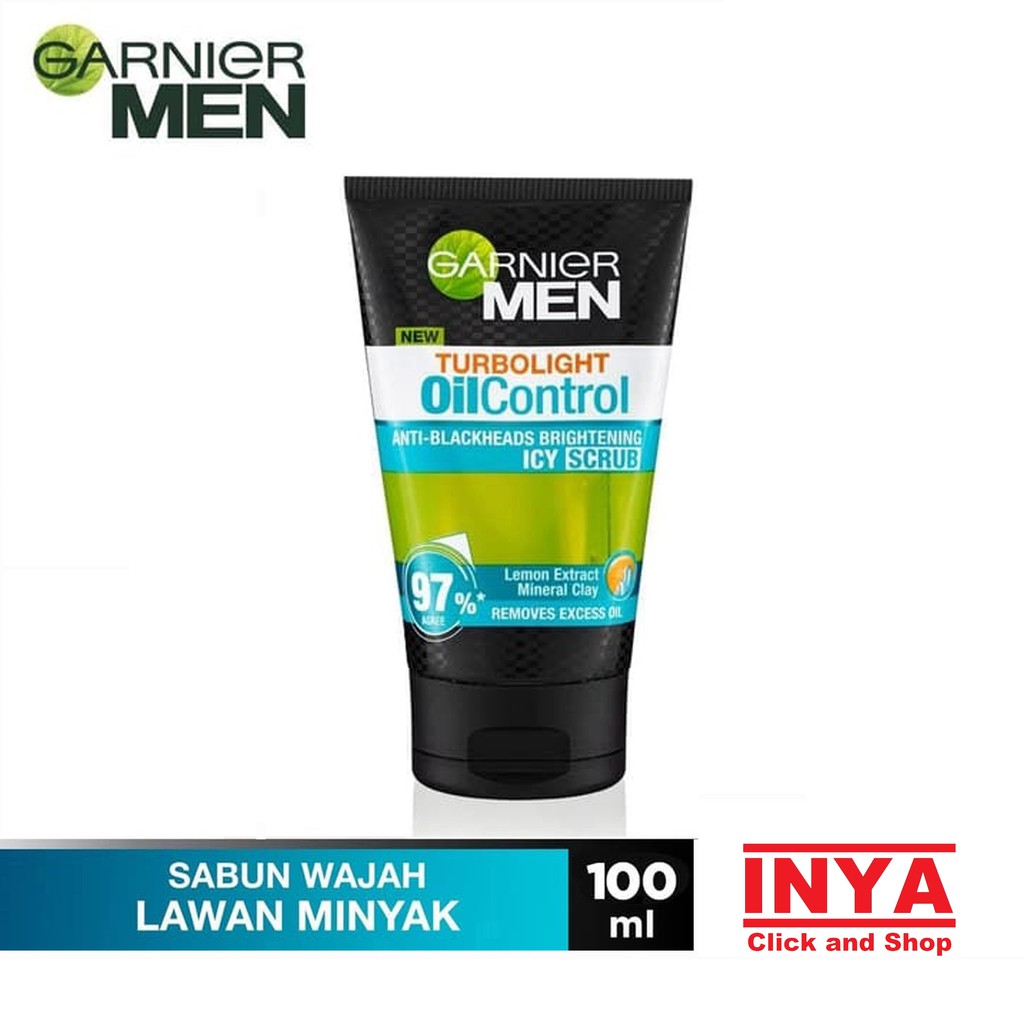 GARNIER MEN TURBOLIGHT BRIGHTENING ICY SCRUB 100ml - Sabun Muka