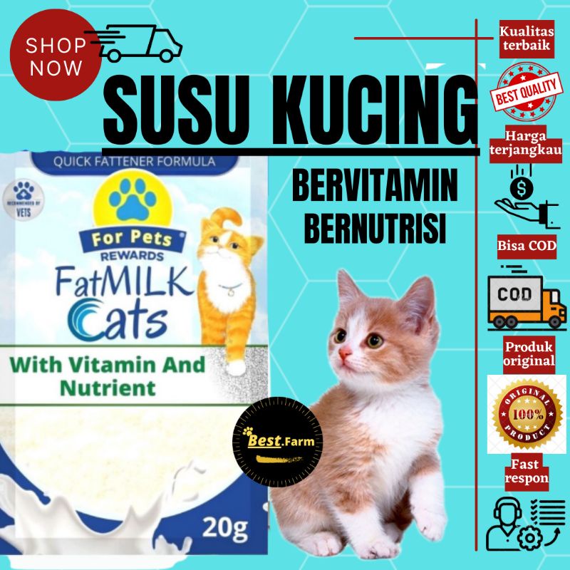 SUSU KUCING - susu kitten minuman kucing vitamin kucing penggemuk kucing  20 gram best farm